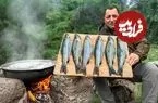ببینید| غذای روستایی در آذربایجان؛ صید ماهی و کباب کردن آن در جنگل