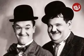 عکس| سفر در زمان؛ «لورل و هاردی» در کنار مردی با لباس گوریل در یک پرتره تبلیغاتی؛ سال 1316