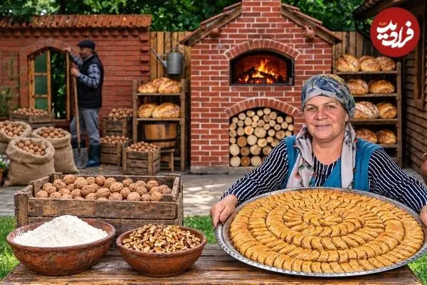 ببینید| غذای روستایی در آذربایجان؛ پخت شیرینی گردویی توسط مادربزرگ مشهور روستایی