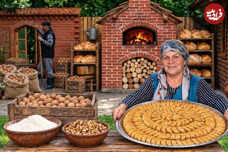 ببینید| غذای روستایی در آذربایجان؛ پخت شیرینی گردویی توسط مادربزرگ مشهور روستایی