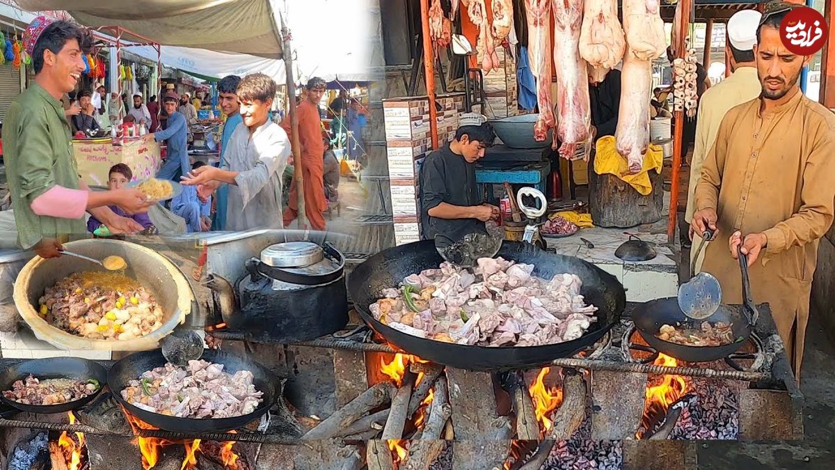 (ویدئو) غذای مشهور خیابانی در افغانستان؛ طبخ کراهی گوشت گوسفند و گوجه