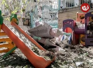 ببینید؛ لحظه انفجار مهدکودکی در تهران از زاویه دوربین‌های مداربسته در جنگ تحمیلی ۱۲ روزه