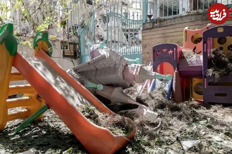 ببینید؛ لحظه انفجار مهدکودکی در تهران از زاویه دوربین‌های مداربسته در جنگ تحمیلی ۱۲ روزه
