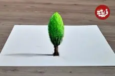 ببینید| به همین سادگی یک نقاشی سه بعدی از یک درخت بکشید!