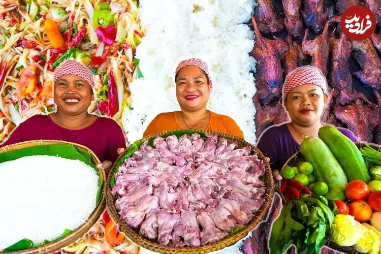 ببینید| غذای روستایی در سنگاپور؛ کباب موش و تهیه سالاد پاپایا در روستا