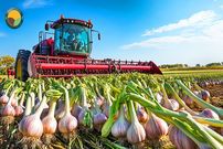ببینید؛ مراحل تماشایی کاشت، برداشت و فرآوری صدها تن سیر در مزارع پهناور چین 