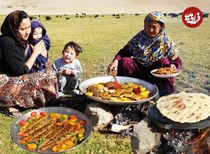 ببینید؛ غذای عشایری در افغانستان؛ پخت آدانا کباب ترکیه ای و نان لواش
