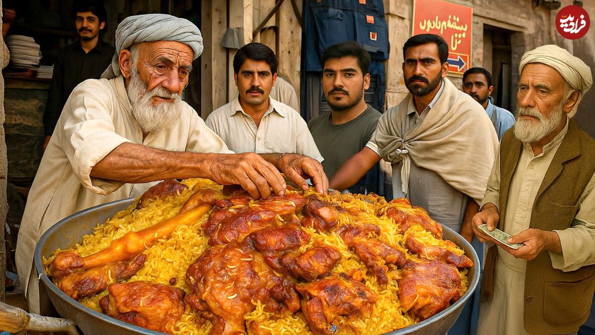 ببینید؛ غذای خیابانی در افغانستان؛ پخت 100 کیلو قابلی پلو با گوشت 