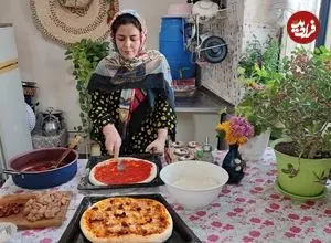 ببینید| غذای روستایی در ایران؛ تهیه پیتزا با پنیر خانگی