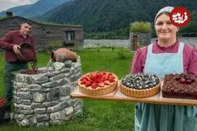 ببینید| غذای روستایی در آذربایجان؛ پخت کیک، تارت و مربا با توت فرنگی و گیلاس