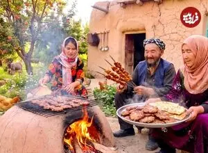 ببینید| غذای روستایی در افغانستان؛ تهیه چپلی کباب سنتی