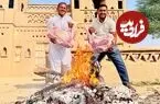 ببینید| غذای روستایی در پاکستان؛ کباب کردن 3 ران بوفالو روی آتش