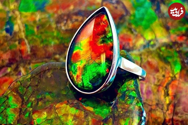 تصاویر؛ آمولیت؛ نادرترین و گران‌ترین سنگ جهان که مثل رنگین‌کمان است و برای جذب ثروت و افزایش باروری استفاده می‌شود