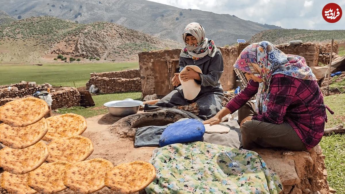 ببینید؛ غذای روستایی در ایران؛ پخت نان محلی در تنور سنتی گِلی