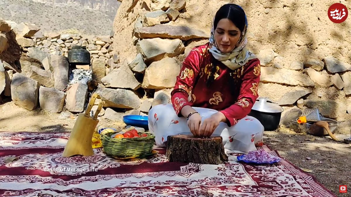(ویدئو) برداشت گوجه از مزرعه و طبخ جالب گوجه پلو توسط کدبانوی جوان روستایی ایرانی