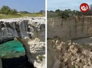 ببینید| فرو ریختن «طاق عشاق» ایتالیا در روز ولنتاین