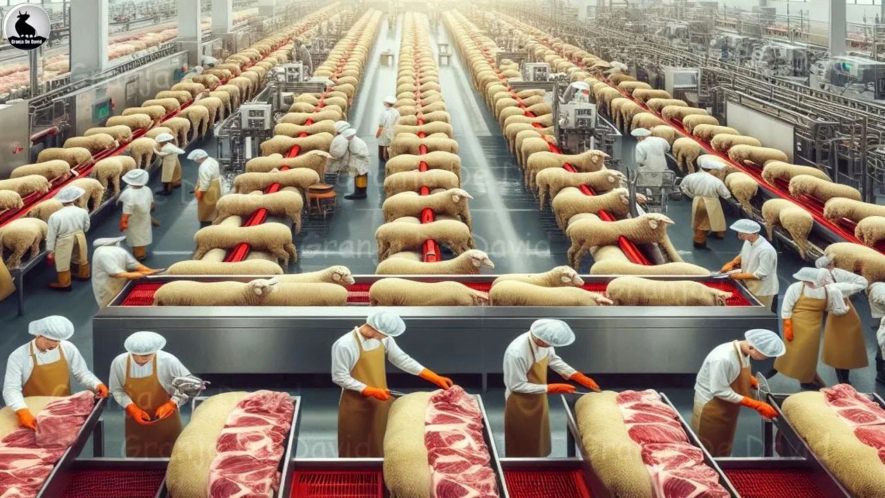 (ویدئو) فرآیند برش و بسته بندی گوشت 100 هزار گوسفند در یک کارخانه بزرگ چین