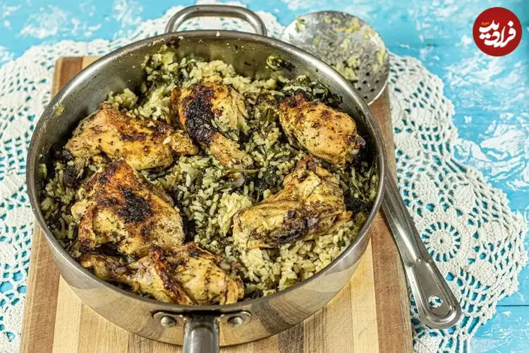 اسفناج پلو با مرغ و رب انار؛ غذای اصیل ایرانی