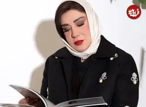 تصاویر؛ استایل مجلل و کلاسیک «نسیم ادبی»؛ درخشش مرواریدها بر پالتوی فوتر مشکی