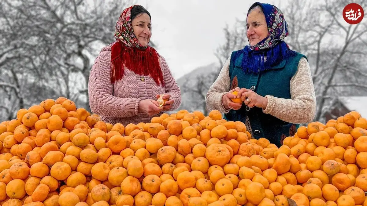 (ویدئو) پخت مربا و کیک شگفت انگیز با نارنگی توسط خانواده روستایی آذربایجانی