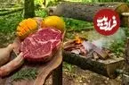 ببینید| غذای روستایی در سوئیس؛ پخت استیک با انبه و پنیر در اعماق جنگل