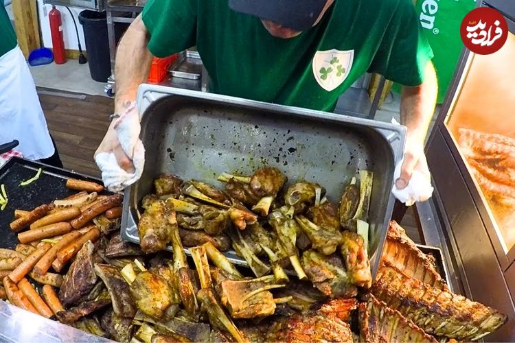 ببینید| غذای خیابانی در ایرلند؛ پخت سوسیس و دنده کباب در دوبلین