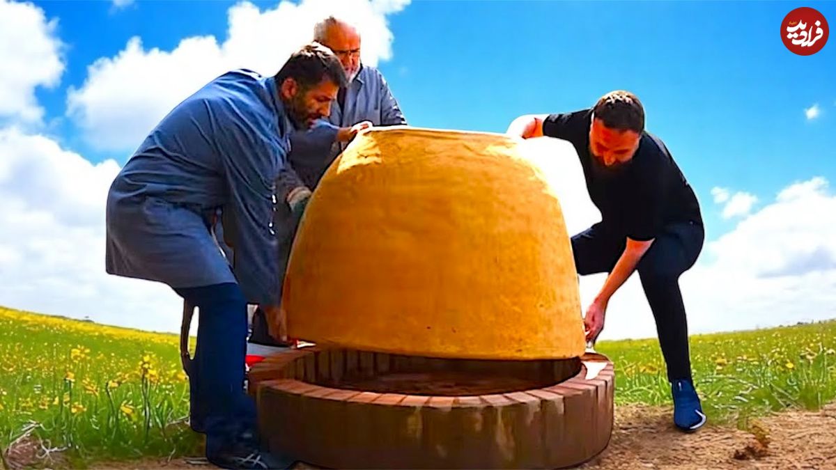 ببینید؛ نگاهی به مراحل دیدنی ساخت یک تنور با سیمان، سنگ و آجر