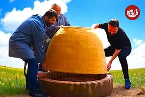 ببینید؛ نگاهی به مراحل دیدنی ساخت یک تنور با سیمان، سنگ و آجر
