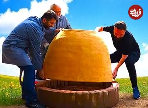 ببینید؛ نگاهی به مراحل دیدنی ساخت یک تنور با سیمان، سنگ و آجر