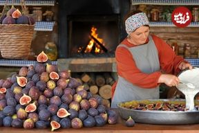 ببینید؛ غذای روستایی در آذربایجان؛ برداشت انجیر و تهیه مربا و پای با آن در روستا