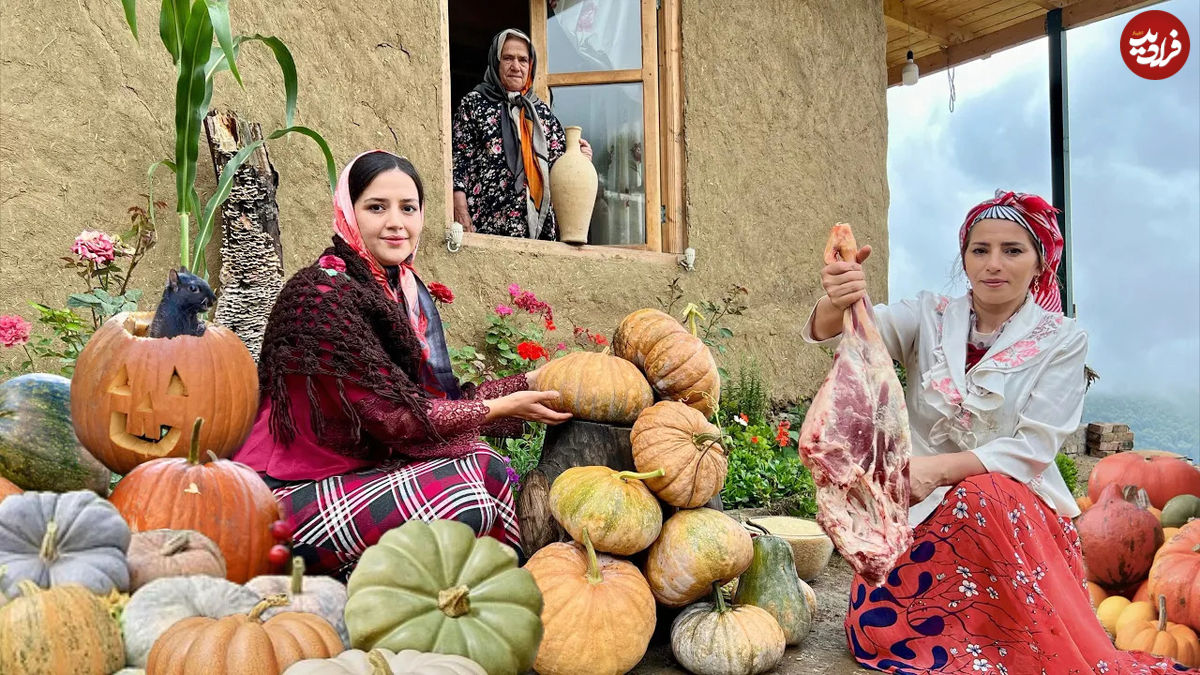 (ویدئو) نحوه پخت یک خورشت محلی با ران بره روش دو بانوی روستایی گیلانی