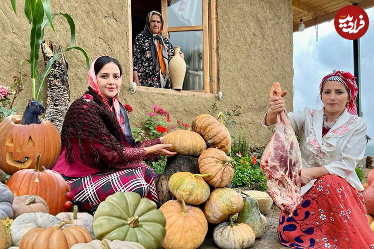 (ویدئو) نحوه پخت یک خورشت محلی با ران بره روش دو بانوی روستایی گیلانی