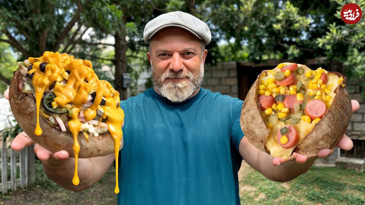 ببینید؛ غذای روستایی در آذربایجان؛ تهیه کومپیر سوسیس و پنیر 