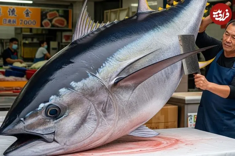 ببینید| برش ماهرانه ماهی تن بلوفین غول پیکر 459 کیلوگرمی در تایوان