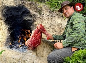 ببییند؛ غذای روستایی در آذربایجان؛ ساخت تنور در طبیعت و کباب کردن گوشت گاو در آن