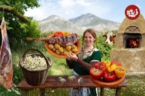 ببینید| غذای روستایی در مراکش؛ چیدن گل های بابونه وحشی و کباب کردن ران بره در تنور