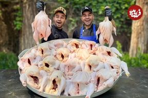 ببینید؛ غذای خیابانی در ایران؛ پخت چلو مرغ برای ۱۰۰ نفر