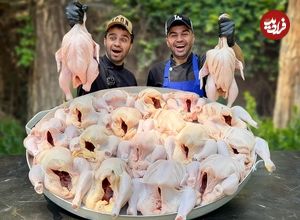ببینید؛ غذای خیابانی در ایران؛ پخت چلو مرغ برای ۱۰۰ نفر