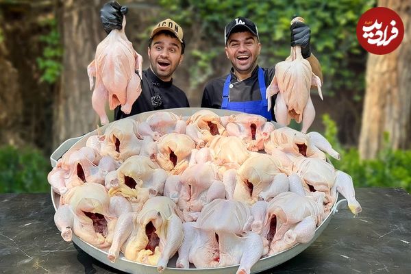 ببینید؛ غذای خیابانی در ایران؛ پخت چلو مرغ برای ۱۰۰ نفر