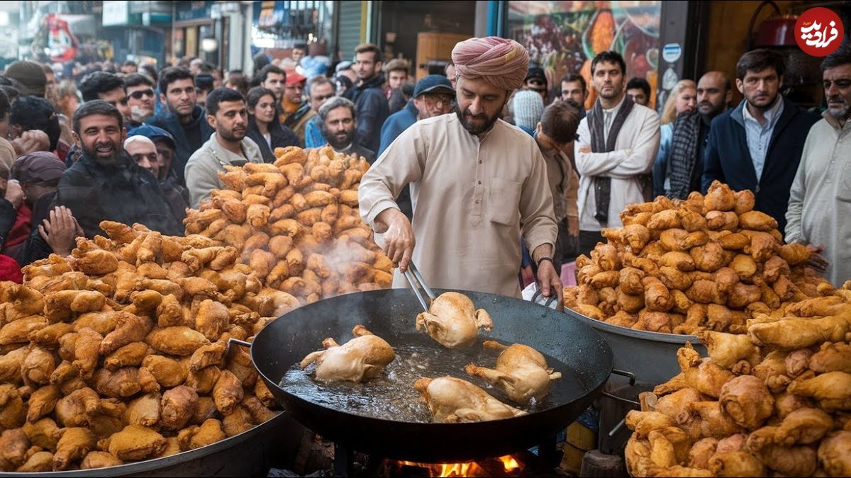 ببینید؛ غذای خیابانی در پاکستان؛ پخت پاکورای مرغ ترد در لاهور