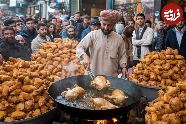 ببینید؛ غذای خیابانی در پاکستان؛ پخت پاکورای مرغ ترد در لاهور 