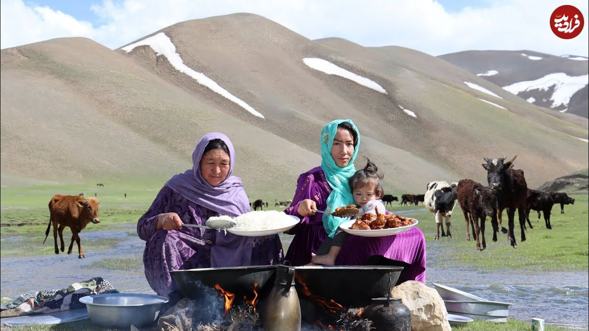ببینید؛ غذای عشایری در افغانستان؛ برداشت قارچ و سبزی وحشی و پخت غذا با مرغ