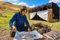 ببینید| غذای روستایی در ایران؛ کباب کردن ماهی شکم پر به روش عشایری