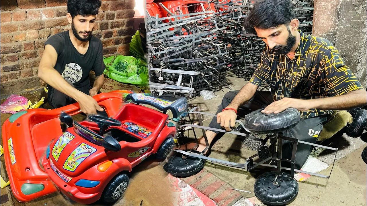 (ویدئو) پاکستانی ها به این شکل ماشین های چهار چرخ کودک تولید می کنند