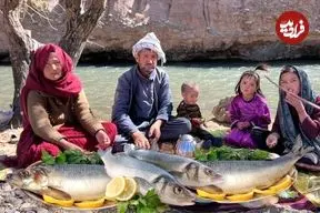 ببینید| غذای روستایی در افغانستان؛ کباب کردن ماهی کنار رودخانه توسط زوج روستایی