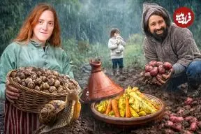 ببینید| غذای روستایی در مراکش؛ جمع آوری حلزون از مزرعه و پخت غذا با آن