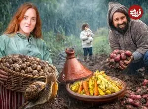 ببینید| غذای روستایی در مراکش؛ جمع آوری حلزون از مزرعه و پخت غذا با آن