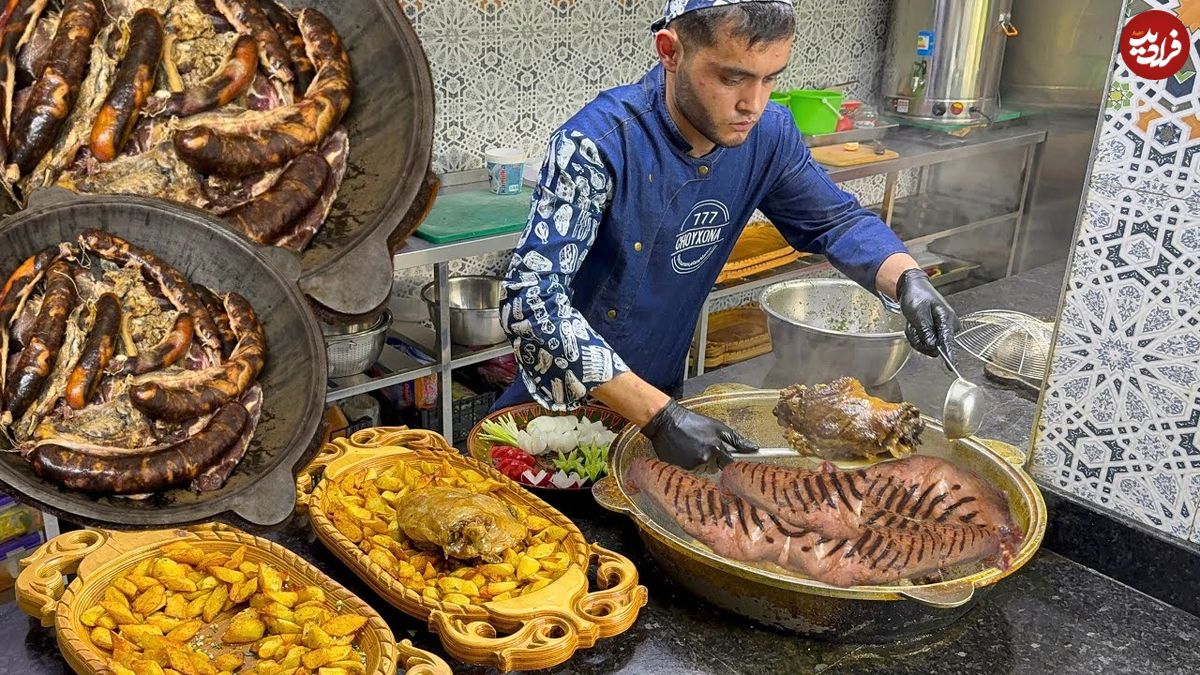 ببینید؛ غذای خیابانی در ازبکستان؛ پخت سمرقند پلو، نان محلی و خوراک گوشت در تاشکند