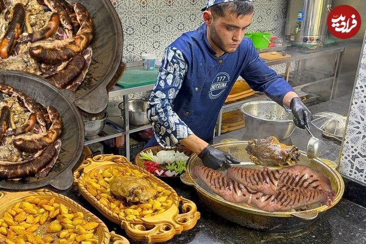 ببینید؛ غذای خیابانی در ازبکستان؛ پخت سمرقند پلو، نان محلی و خوراک گوشت در تاشکند