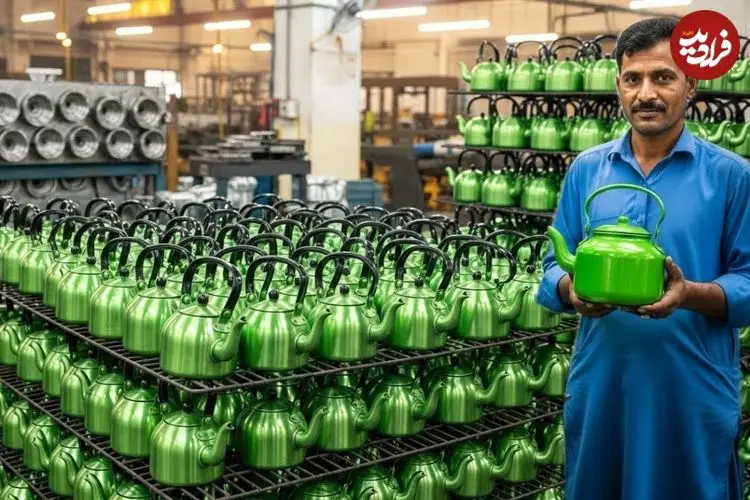 ببینید| فرایند تماشایی تولید کتری با ورق آلومینیومی در پاکستان